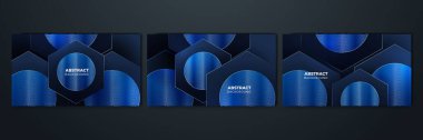 Set of modern realistic blue with shadow abstract design background