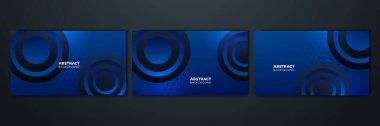 Set of modern realistic blue with shadow abstract design background