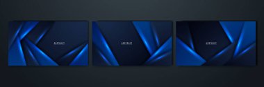 Set of dynamic shape blue black with shadow abstract design background