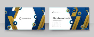 Modern Blue Gold Business Card - Creative and Clean Business Card Template.