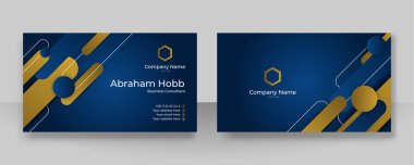 Modern Blue Gold Business Card - Creative and Clean Business Card Template.