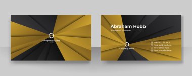 Modern creative and clean business card template. Luxury business card design template. Elegant dark black background with abstract golden shiny wavy lines. Vector illustration