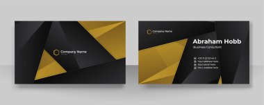 Modern creative and clean business card template. Luxury business card design template. Elegant dark black background with abstract golden shiny wavy lines. Vector illustration