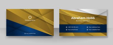 Modern Blue Gold Business Card - Creative and Clean Business Card Template.