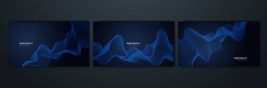 Set of abstract blue black background poster with dynamic. Technology network Vector illustration.