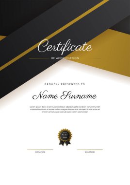 Luxury gradient black and gold achievement Certificate design template