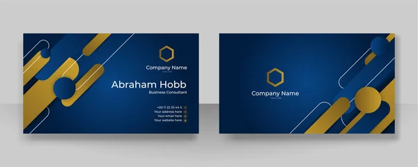 Modern Blue Gold Business Card Creative Clean Business Card Template — ストックベクタ