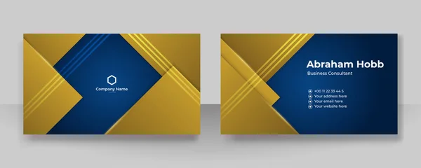 Modern Blue Gold Business Card Creative Clean Business Card Template — ストックベクタ