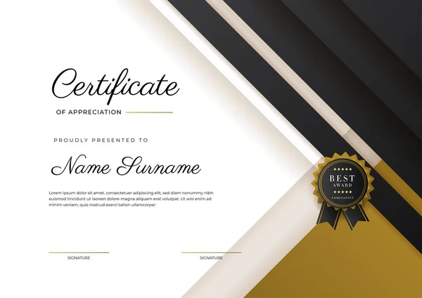 Luxury Gradient Black Gold Achievement Certificate Design Template — Stock Vector