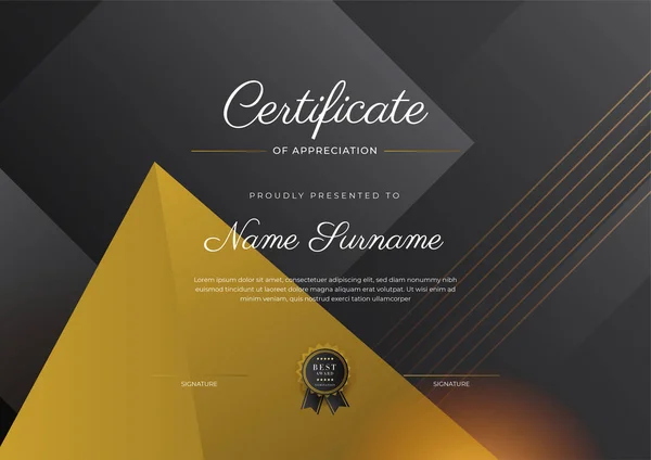 Luxury Gradient Black Gold Achievement Certificate Design Template —  Vetores de Stock