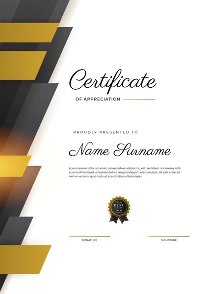Luxury Gradient Black Gold Achievement Certificate Design Template — Stockvektor