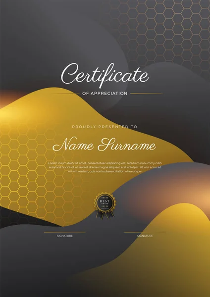 Luxury Gradient Black Gold Achievement Certificate Design Template — 스톡 벡터