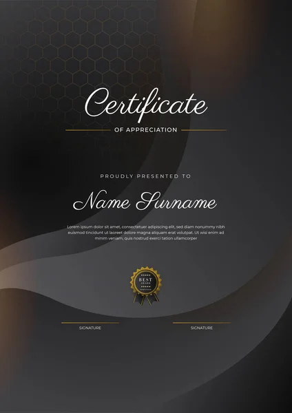 Luxury Gradient Black Gold Achievement Certificate Design Template — Vettoriale Stock