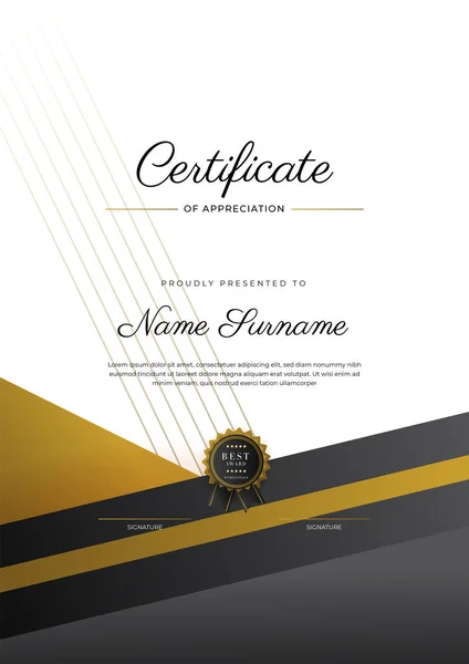 Luxury Gradient Black Gold Achievement Certificate Design Template — Wektor stockowy