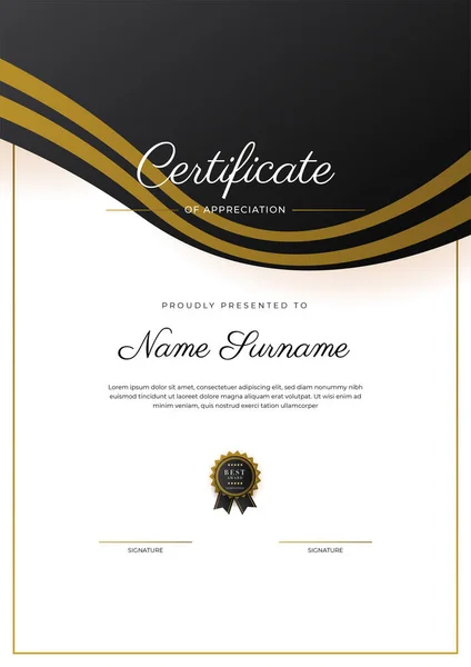 Luxury Gradient Black Gold Achievement Certificate Design Template — ストックベクタ