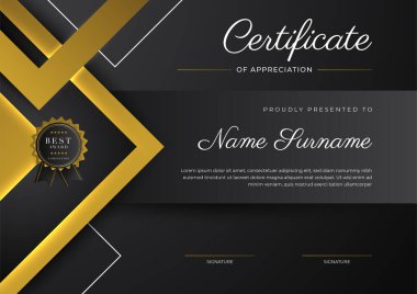 Luxury gradient black and gold achievement Certificate design template