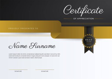 Luxury gradient black and gold achievement Certificate design template