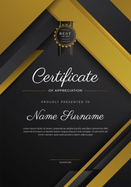 Luxury gradient black and gold achievement Certificate design template