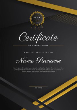 Luxury gradient black and gold achievement Certificate design template