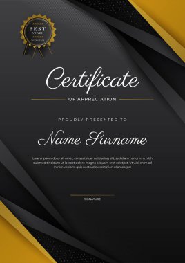 Luxury gradient black and gold achievement Certificate design template