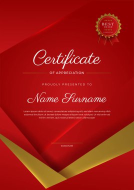 Modern elegant red and gold diploma certificate template