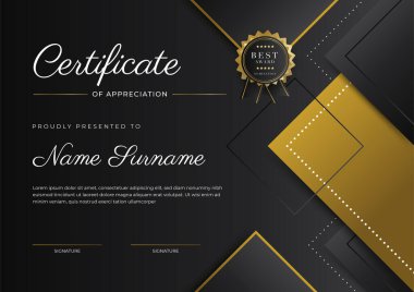 Luxury gradient black and gold achievement Certificate design template