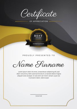Luxury gradient black and gold achievement Certificate design template