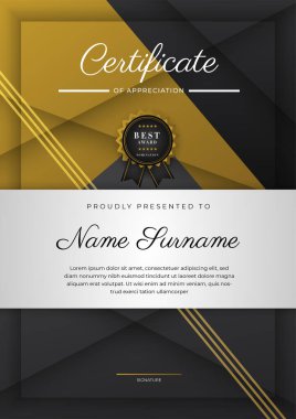 Luxury gradient black and gold achievement Certificate design template