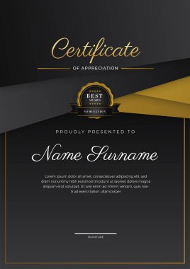 Luxury gradient black and gold achievement Certificate design template
