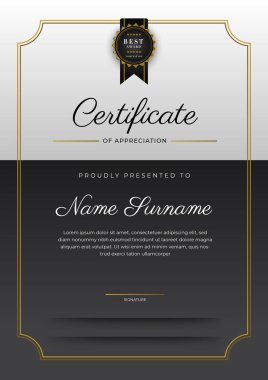 Luxury gradient black and gold achievement Certificate design template