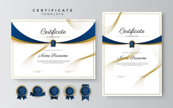 Modèle Moderne Élégant Certificat Diplôme Bleu — Image vectorielle