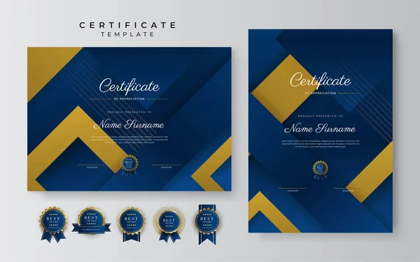 Modèle Moderne Élégant Certificat Diplôme Bleu — Image vectorielle