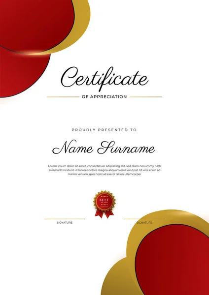 Modern Elegant Red Gold Diploma Certificate Template — Vector de stock