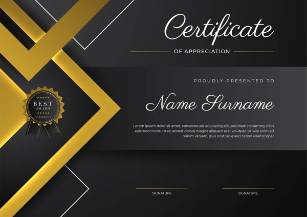 Luxury Gradient Black Gold Achievement Certificate Design Template — ストックベクタ
