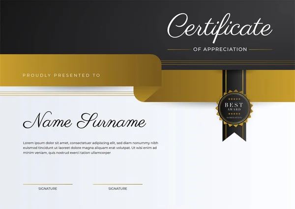 Luxury Gradient Black Gold Achievement Certificate Design Template — Vector de stock