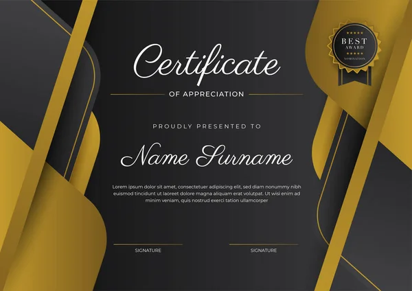 Luxury Gradient Black Gold Achievement Certificate Design Template — 스톡 벡터