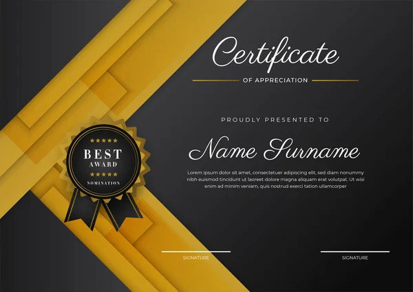 Luxury Gradient Black Gold Achievement Certificate Design Template — Stockový vektor