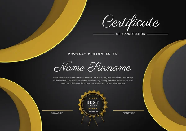 Luxury Gradient Black Gold Achievement Certificate Design Template — ストックベクタ