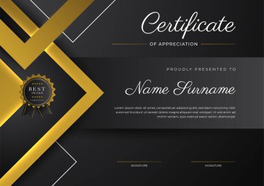 Luxury gradient black and gold achievement Certificate design template