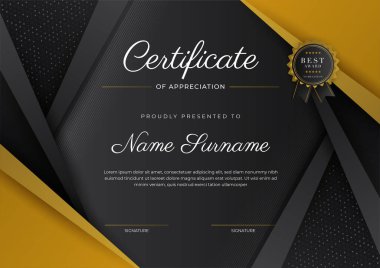 Luxury gradient black and gold achievement Certificate design template