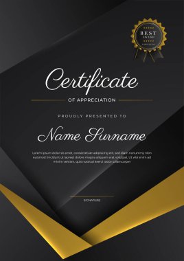 Luxury gradient black and gold achievement Certificate design template