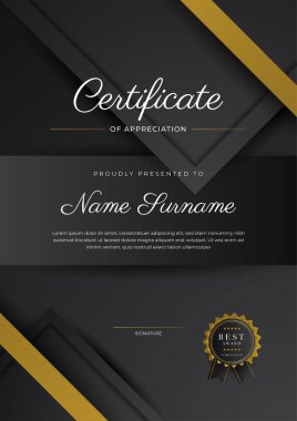 Luxury gradient black and gold achievement Certificate design template