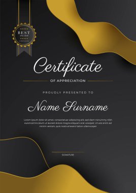 Luxury gradient black and gold achievement Certificate design template