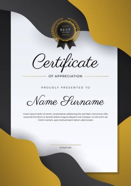 Luxury gradient black and gold achievement Certificate design template