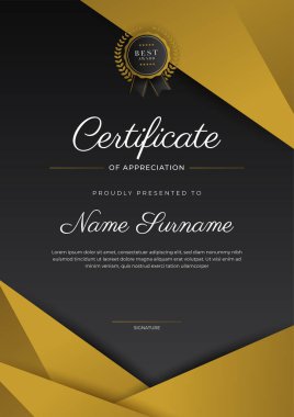 Luxury gradient black and gold achievement Certificate design template