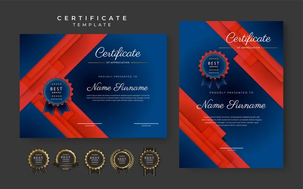 Modern Red Blue Certificate Template — Stock Vector