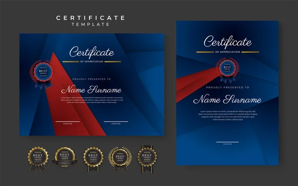 Modern Red Blue Certificate Template — Stok Vektör