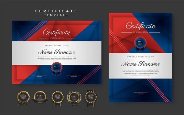 Modern Red Blue Certificate Template — Wektor stockowy