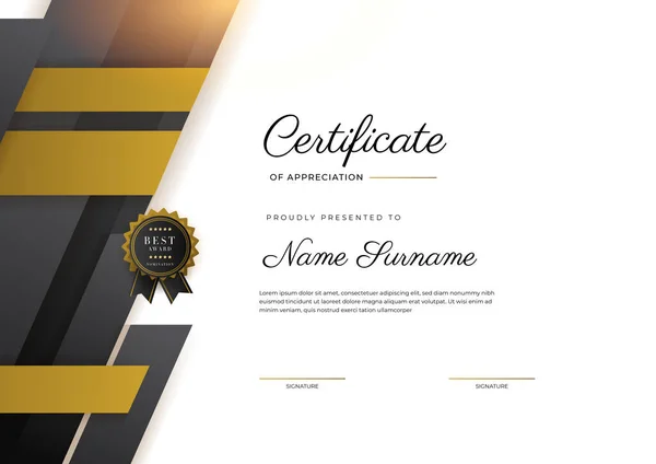 Luxury Gradient Black Gold Achievement Certificate Design Template — Vettoriale Stock