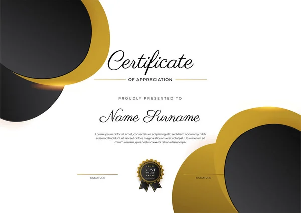 Luxury Gradient Black Gold Achievement Certificate Design Template — Stock vektor